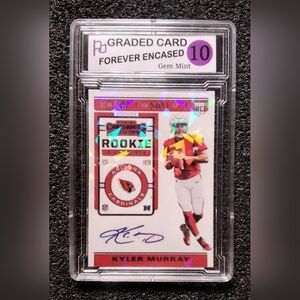 Kyler Murray Cardinals Cracked Ice Autograph Football Rookie Card. Graded 10
